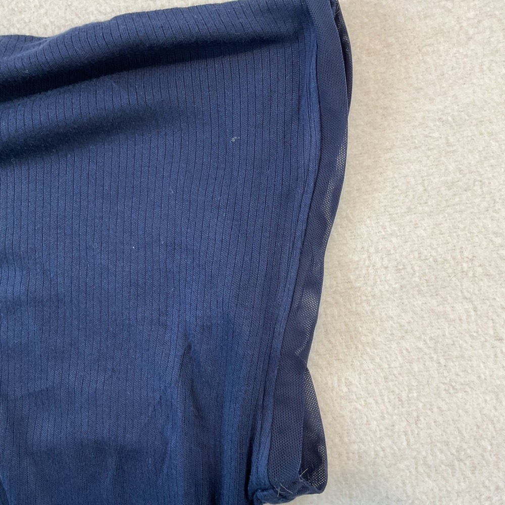 Soma Womens Navy Blue Ribbed Short Sleeve‎ Pajama Top Mesh Trim XXL Relaxed Fit - Picture 5 of 7